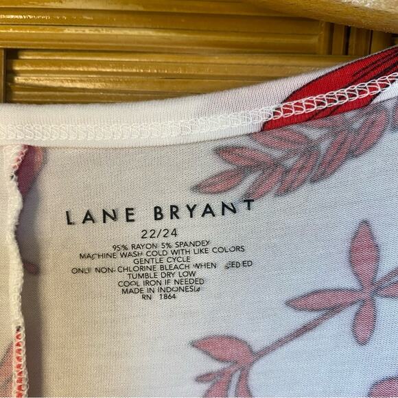 Lane Bryant Red and White tropical Short Sleeve knit Blouse top 22 24 plus size - Picture 6 of 6